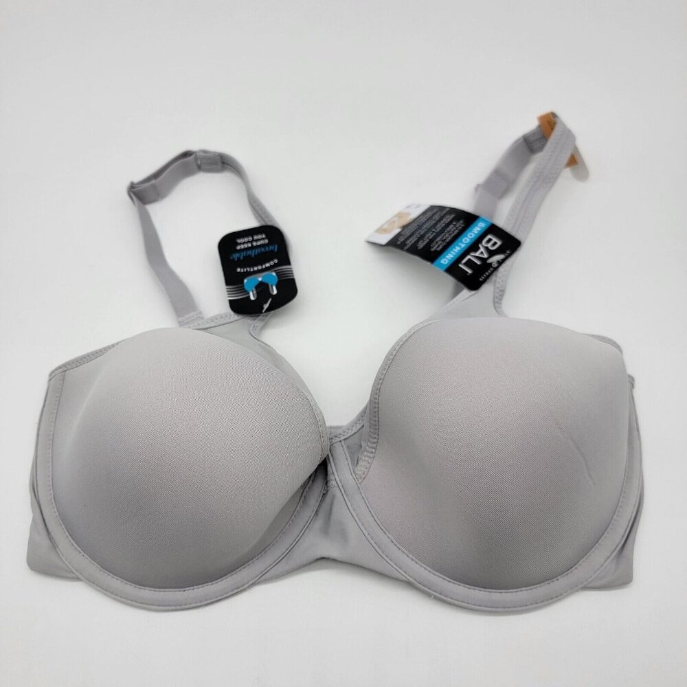 Bali Smoothing Bra 34DD‎ Bra Gray 3439 Comfort Lite Breathable NWT